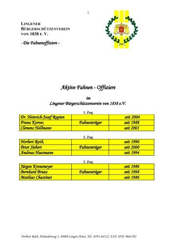Die Fahnenoffiziere - Lingener Bürgerschützenverein 1838 eV