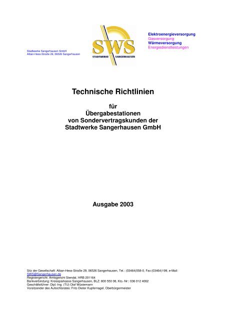 Technische Richtlinien für Übergabestationen von ...