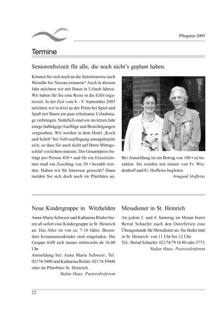 Pfarrbrief Pfingsten 2005 - kath. Pfarrgemeinde St. Johannes Baptist ...