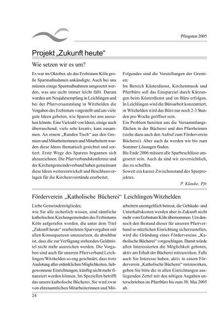 Pfarrbrief Pfingsten 2005 - kath. Pfarrgemeinde St. Johannes Baptist ...