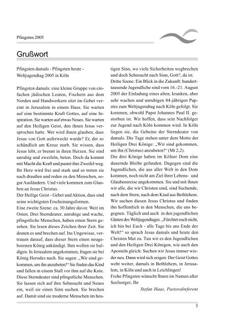 Pfarrbrief Pfingsten 2005 - kath. Pfarrgemeinde St. Johannes Baptist ...