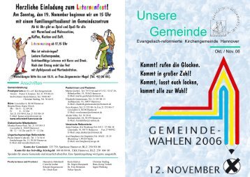 Oktober / November 2006 - reformierte Kirchengemeinde Hannover