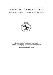 UNIVERSITÄT HANNOVER - Wirtschaftswissenschaftliche Fakultät