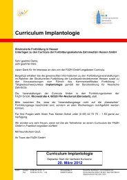 Curriculum Implantologie - FAZH - Landeszahnärztekammer Hessen