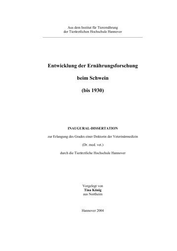 Entwicklung der Ernährungsforschung beim Schwein - Stiftung ...