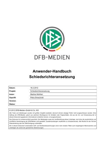 Anwender-Handbuch Schiedsrichteransetzung - DFBnet