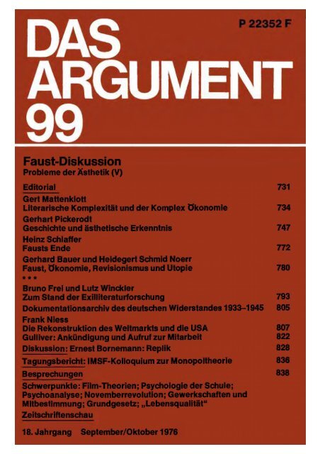 Das Argument 99 - Berliner Institut für kritische Theorie eV