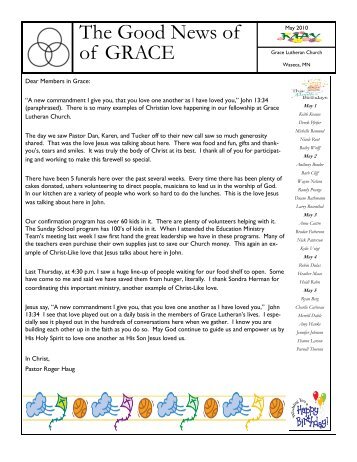 May 2010 Newsletter - Grace Lutheran Church