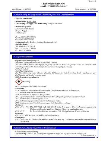 Sicherheitsdatenblatt - Laboratorium Dr. Deppe