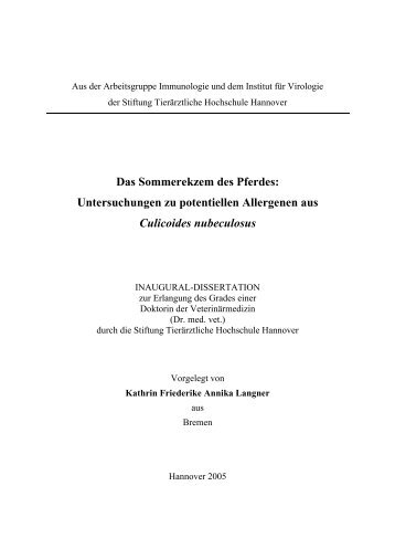 Aus der Arbeitsgruppe Immunologie - Stiftung Tierärztliche ...