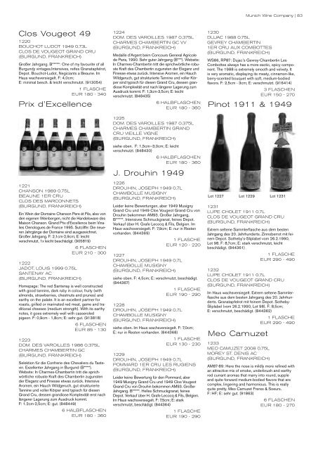 auktion erlesener weine & spirituosen - Munich Wine Company