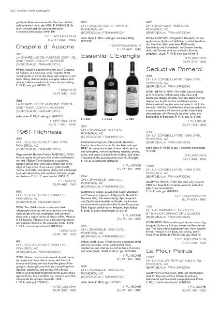 auktion erlesener weine & spirituosen - Munich Wine Company