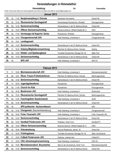 Veranstaltungskalender - Seite 4 von 16