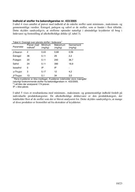 Titel: Aromastofbekendtgørelsen, annex 1 og annex 2 stoffer ...