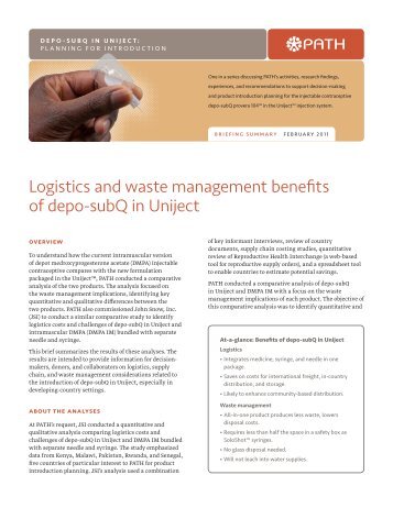 Logistics and Waste Management Benefits of depo-subQ in ... - Path