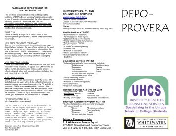 Depo Provera Brochure - University of Wisconsin-Whitewater