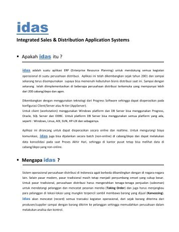 Integrated Sales & Distribution Application Systems ... - Programa.co.id