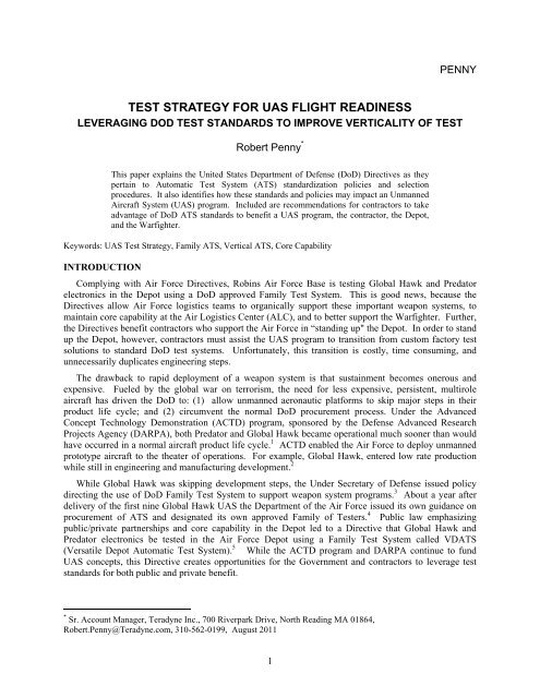 TEST STRATEGY FOR UAS FLIGHT READINESS - Teradyne