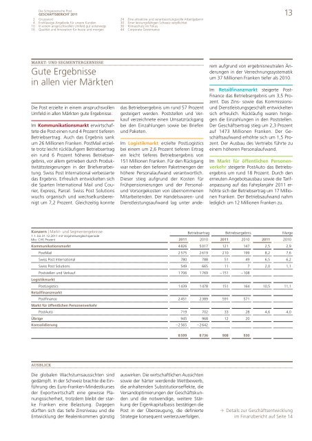 Geschäftsbericht - Die Schweizerische Post