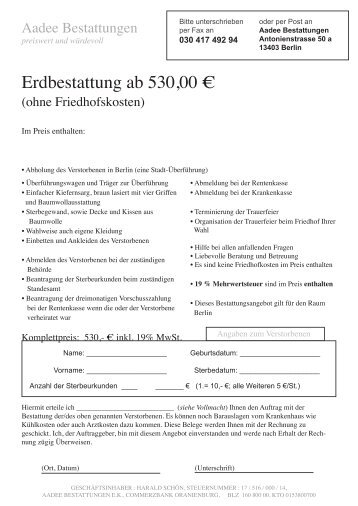 Angebot als PDF - Aadee Bestattungen