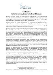 Fantissima Entertainment, Leidenschaft und Genuss - Phantasialand