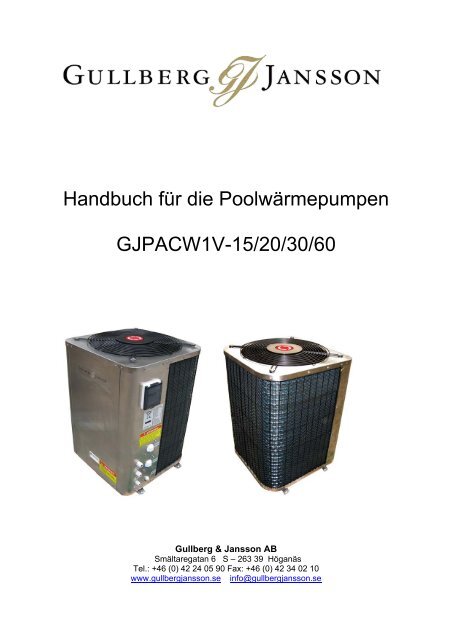 Handbuch für die Poolwärmepumpen GJPACW1V-15/20/30/60