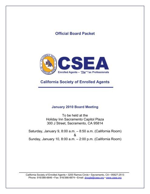 Official Board Packet California Society of Enrolled Agents