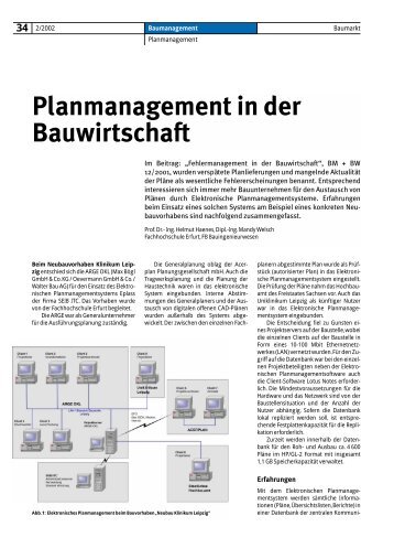 Planmanagement in der Bauwirtschaft - Bauverlag