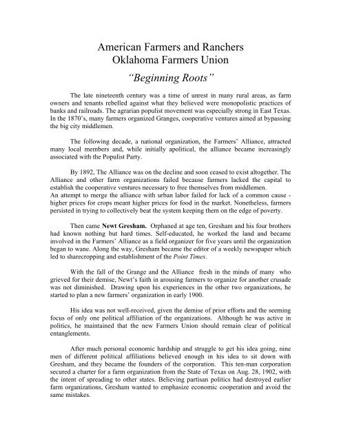 Oklahoma Farmers Union - American Farmers & Ranchers