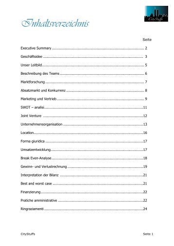 BUSINESS PLAN City Stuffs - Enterprise