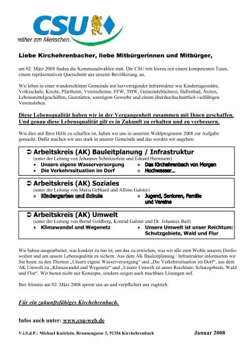 Das Wahlprogramm als PDF downloaden - CSU Kirchehrenbach