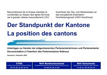 Der Standpunkt der Kantone La position des cantons - Ouestrail