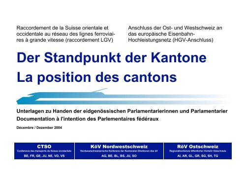 Der Standpunkt der Kantone La position des cantons - Ouestrail