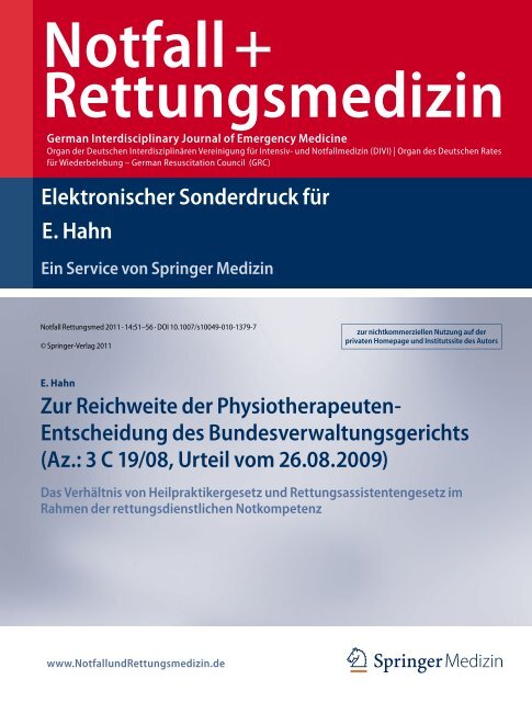 Notfall+ Rettungsmedizin - Dr. iur. Erik Hahn