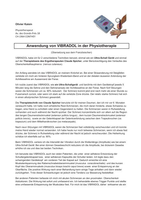 Anwendung von VIBRADOL in der Physiotherapie - RehaxOne Anwendung von VIBRADOL in der Physiotherapie - RehaxOne