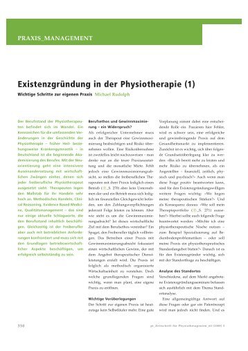 Existenzgründung in der Physiotherapie (1)