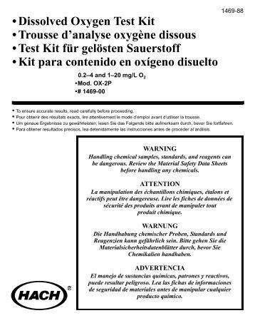 Dissolved Oxygen Test Kit • Trousse d'analyse oxygène dissous ...