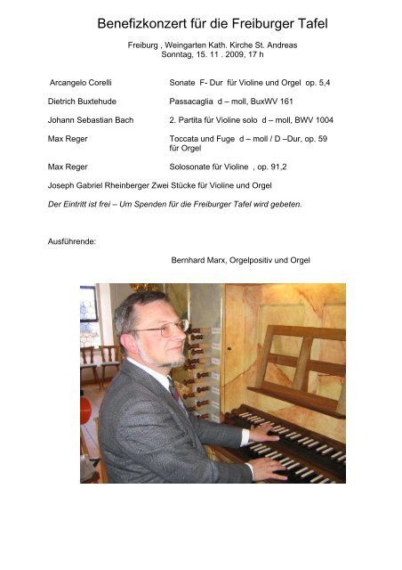 Benefizkonzert Fur Die Freiburger Tafel 15 11 Programm Und