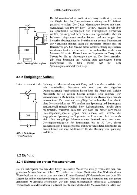 Leitfähigkeitsmessungen - Physikalisches Projektpraktikum