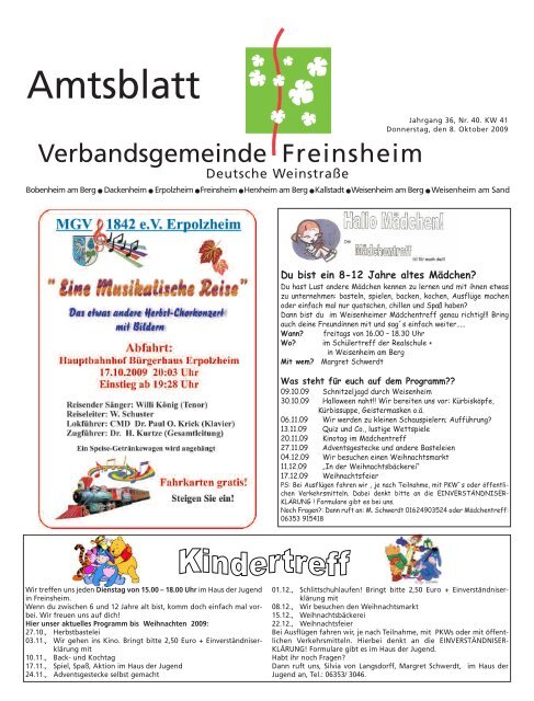 Geburtstag - Verbandsgemeinde Freinsheim