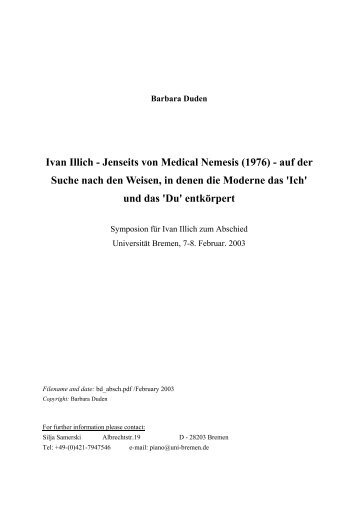 Ivan Illich - Jenseits von Medical Nemesis (1976) - Denken nach ...