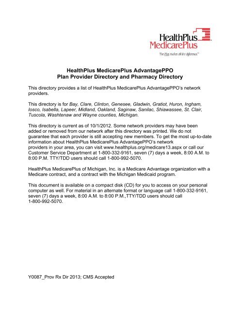 HealthPlus MedicarePlus AdvantagePPO Plan Provider Directory
