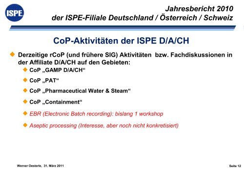 Bericht des Vorstandes - bei der ISPE-DACH