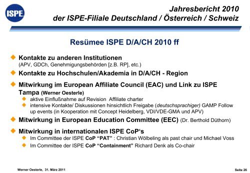 Bericht des Vorstandes - bei der ISPE-DACH