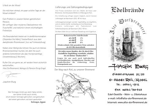 Wein- u. Gästehaus e-mail: info@alte-dorfbrennerei.de Internet