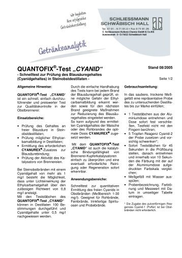 QUANTOFIX -Test „CYANID“ - C. Schliessmann Kellerei-Chemie ...