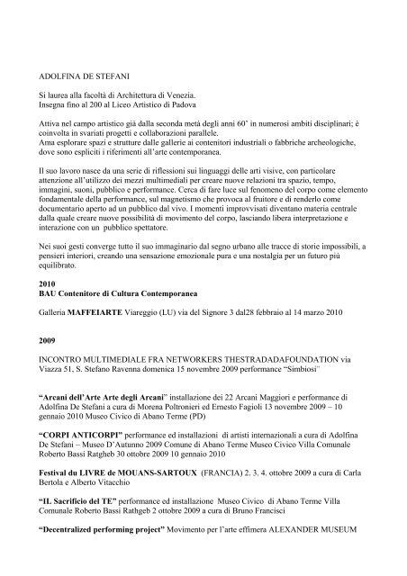 Curriculum Vitae Adolfina De Stefani