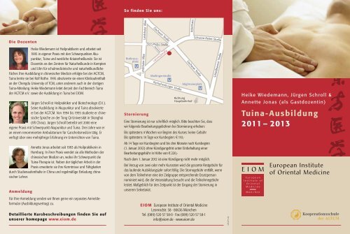 Flyer Tuina Ausbildung - EIOM Institut für Chinesische Medizin in ...