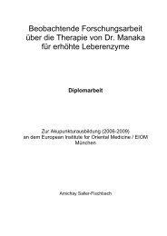 Beobachtende Forschungsarbeit über die Therapie von Dr. Manaka ...