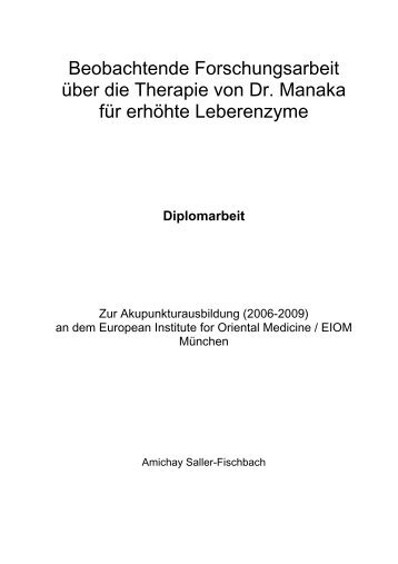 Beobachtende Forschungsarbeit über die Therapie von Dr. Manaka ...